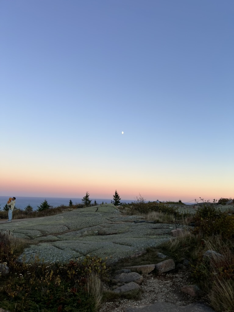 Moonrise over Acadia at dusk
